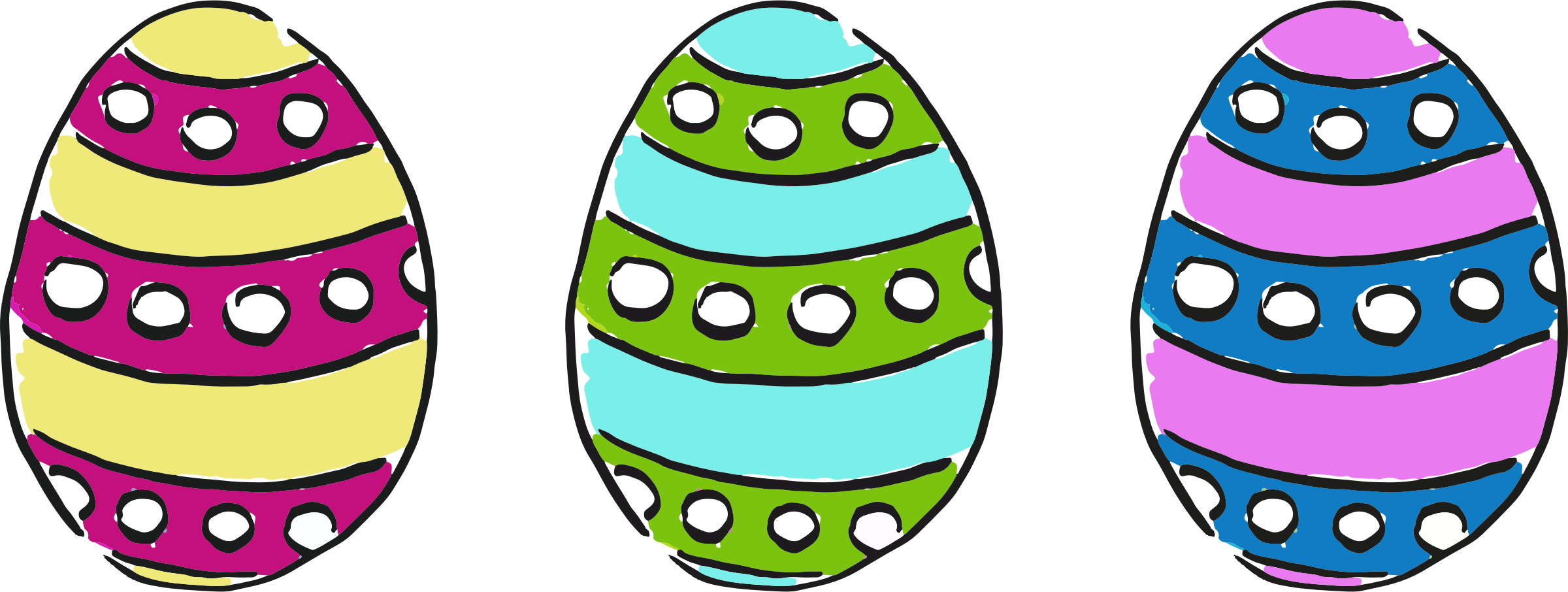 Plain Easter Eggs Clip Art - Transparent Easter Eggs (2400x906)
