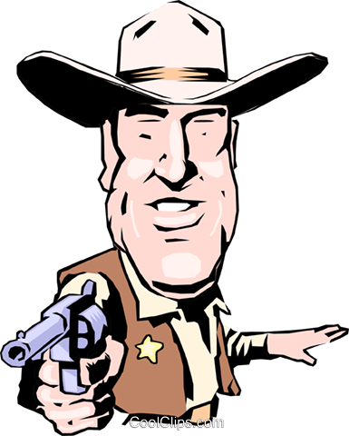Western Star Clipart 96379 - Sheriff With Revolver (385x480)