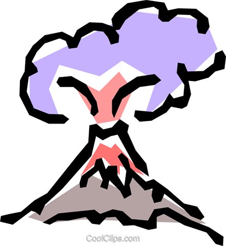 Volcanoes Royalty Free Vector Clip Art Illustration - Volcanoes Royalty Free Vector Clip Art Illustration (441x480)