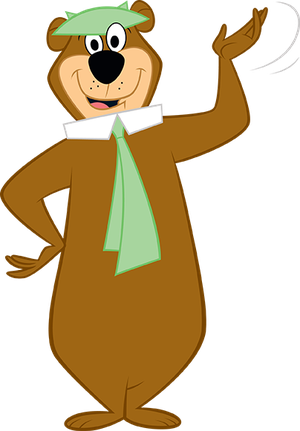 Yogi Leaning - Yogi Bear Hat And Tie (300x431)