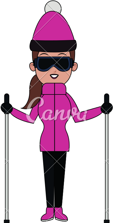 Girl In Winter Clothes - Cartoon (800x800)