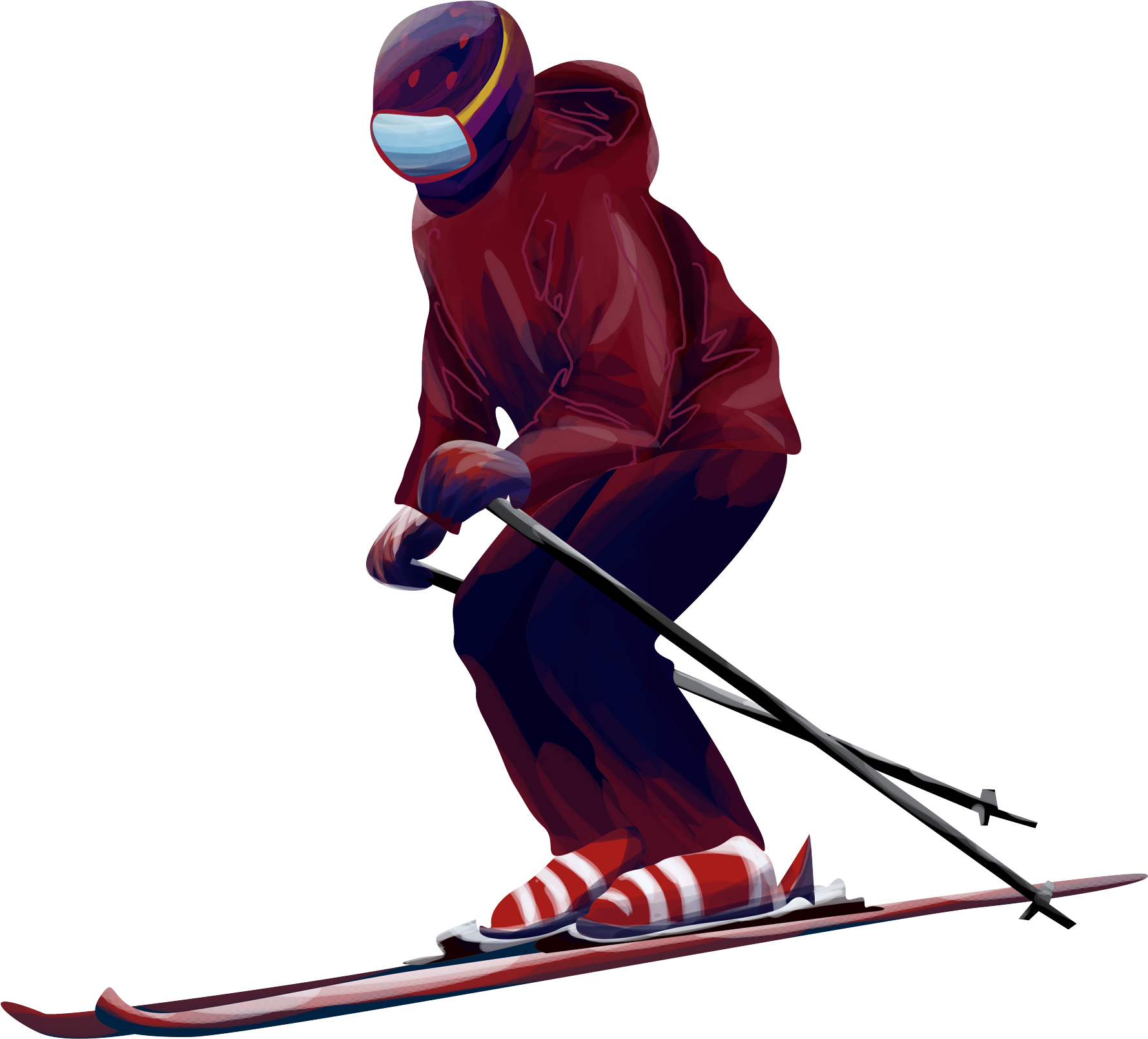 Hand Drawn Winter Ski Teenager Png And Psd - Skier Turns (2000x2000)