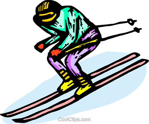 Downhill Skier Royalty Free Vector Clip Art Illustration - Ski Fahrer Clipart (480x400)
