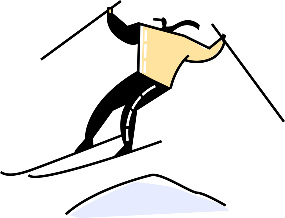 Vector Illustration Of Alpine Downhill Skier Jumps - Vector Illustration Of Alpine Downhill Skier Jumps (913x700)