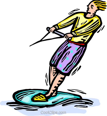 Man Water-skiing Royalty Free Vector Clip Art Illustration - Man Water-skiing Royalty Free Vector Clip Art Illustration (440x480)