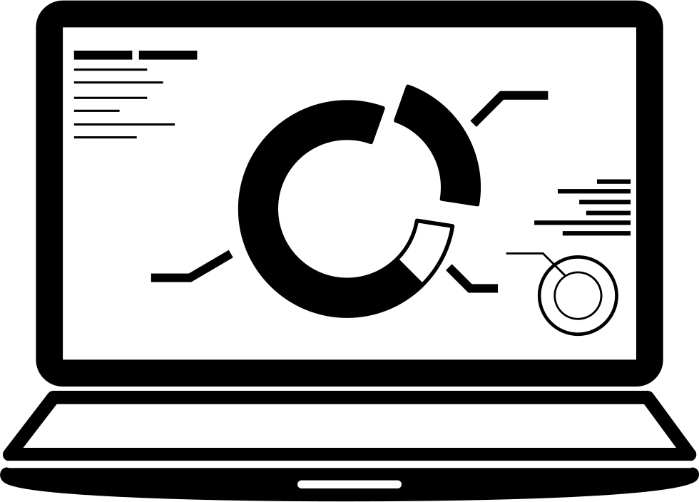 Laptop Pie Chart On Screen Comments - Charts Screen Svg Icon (980x704)