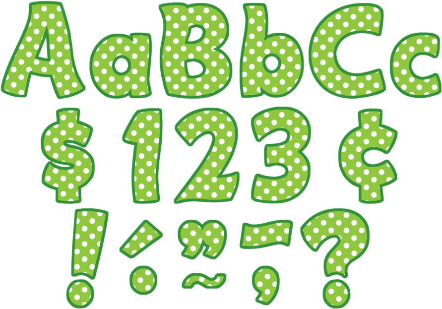 Tcr5345 Lime Polka Dots Funtastic 4" Letters Combo - Teacher Created Resources Funtastic Letters Combo Pack (900x900)