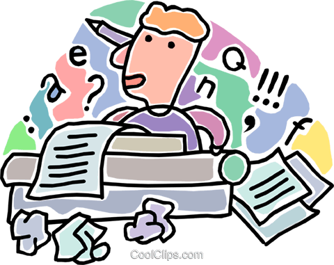 Homem A Escrever Uma História Livre De Direitos Vetores - Brainstorming Cartoon (480x381)