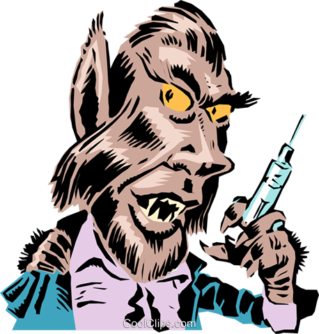 Cartoon Wolf Man Royalty Free Vector Clip Art Illustration - Scary Bookmarks (458x480)