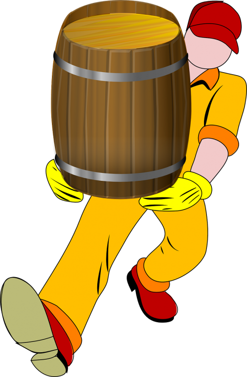Vector - Man Carrying A Barrel (500x763)