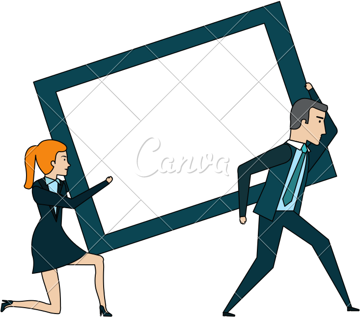 Businesspeople Lifting Weight Avatars Characters - Cartoon (800x800)