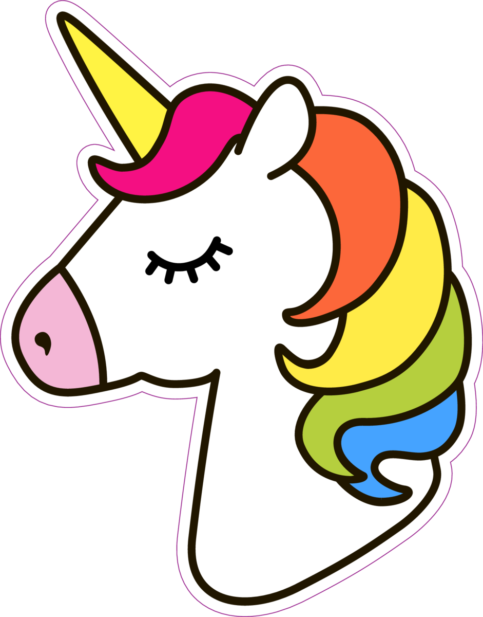 Beautiful Unicorn With Rainbow Mane Sticker - Easy Simple Unicorn Drawing (941x1200)