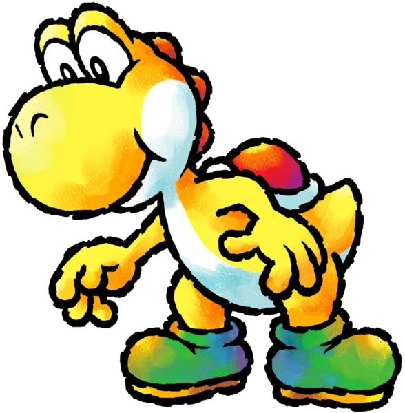 Fireball Clipart Yoshi - Super Mario Yellow Yoshi (588x600)