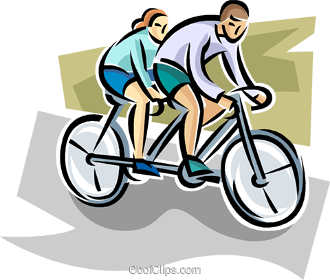 Ciclistas Livre De Direitos Vetores Clip Art Ilustração - Tandem Bicycle (480x407)