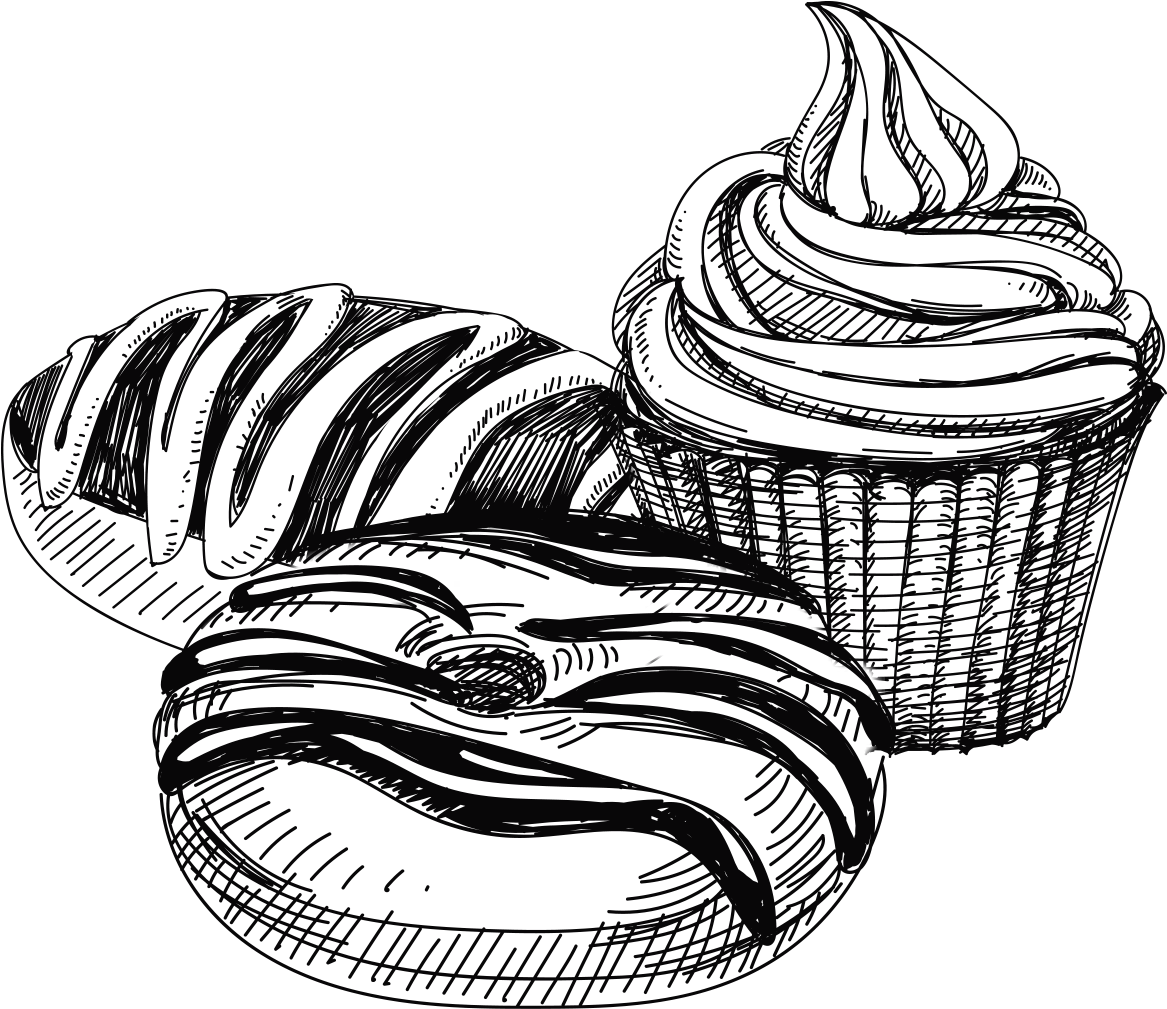 Get Social And Spread The Love - Cupcake Sketch Png (1207x1180)