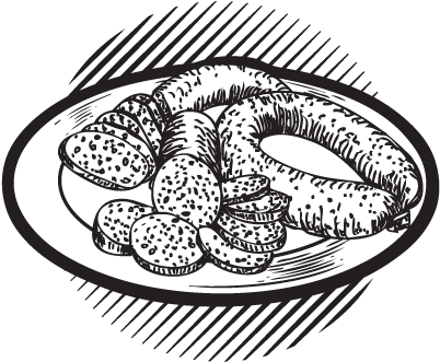 Main Menu - Sausages On Plate Black And White Clipart (500x447)