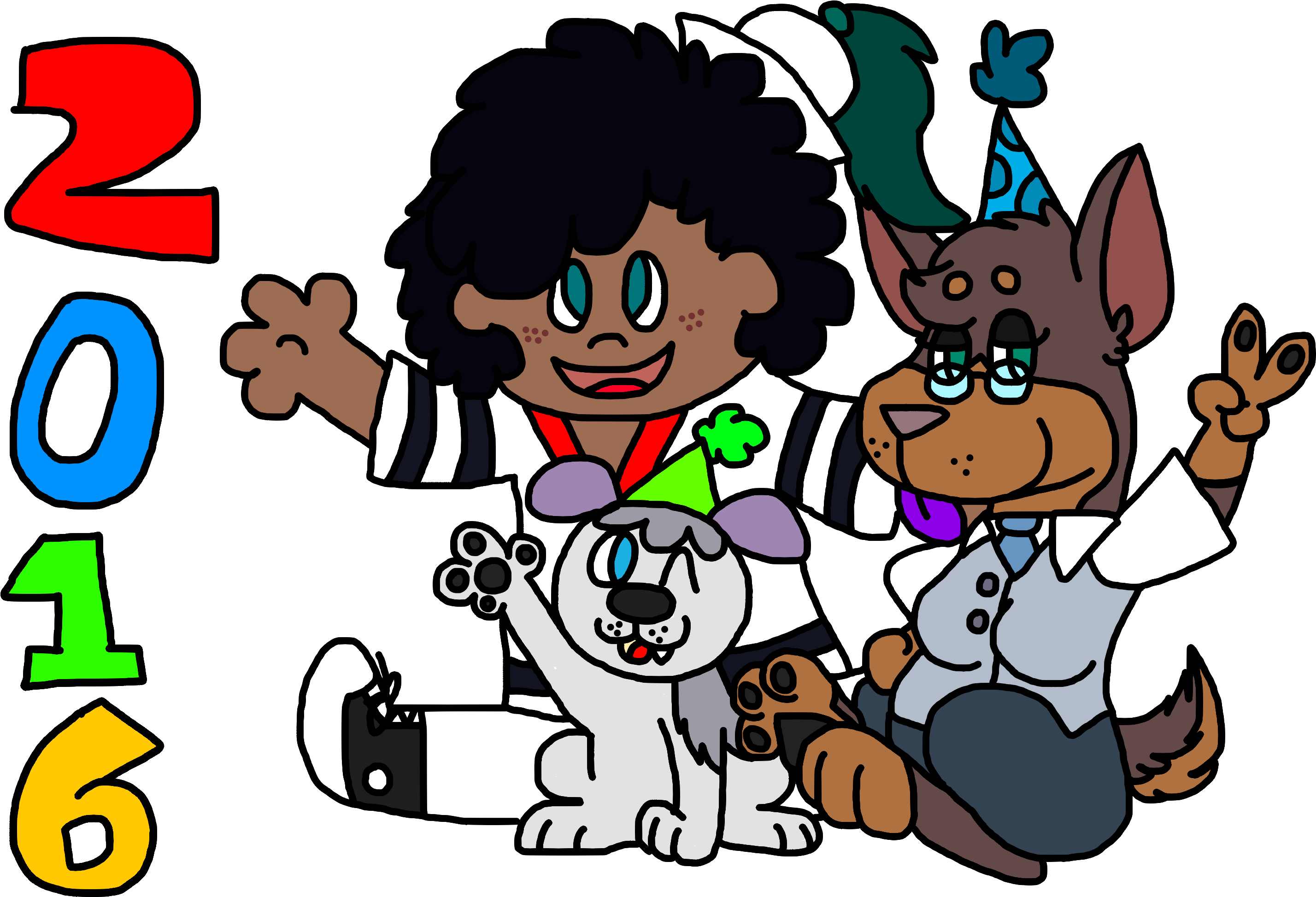 Happy New Year 2016 - Cartoon (3000x2000)