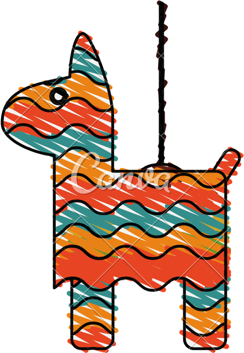 Pinata Hanging Doodle Vector Illustration Sketch Design - Pinata Doodle (800x800)