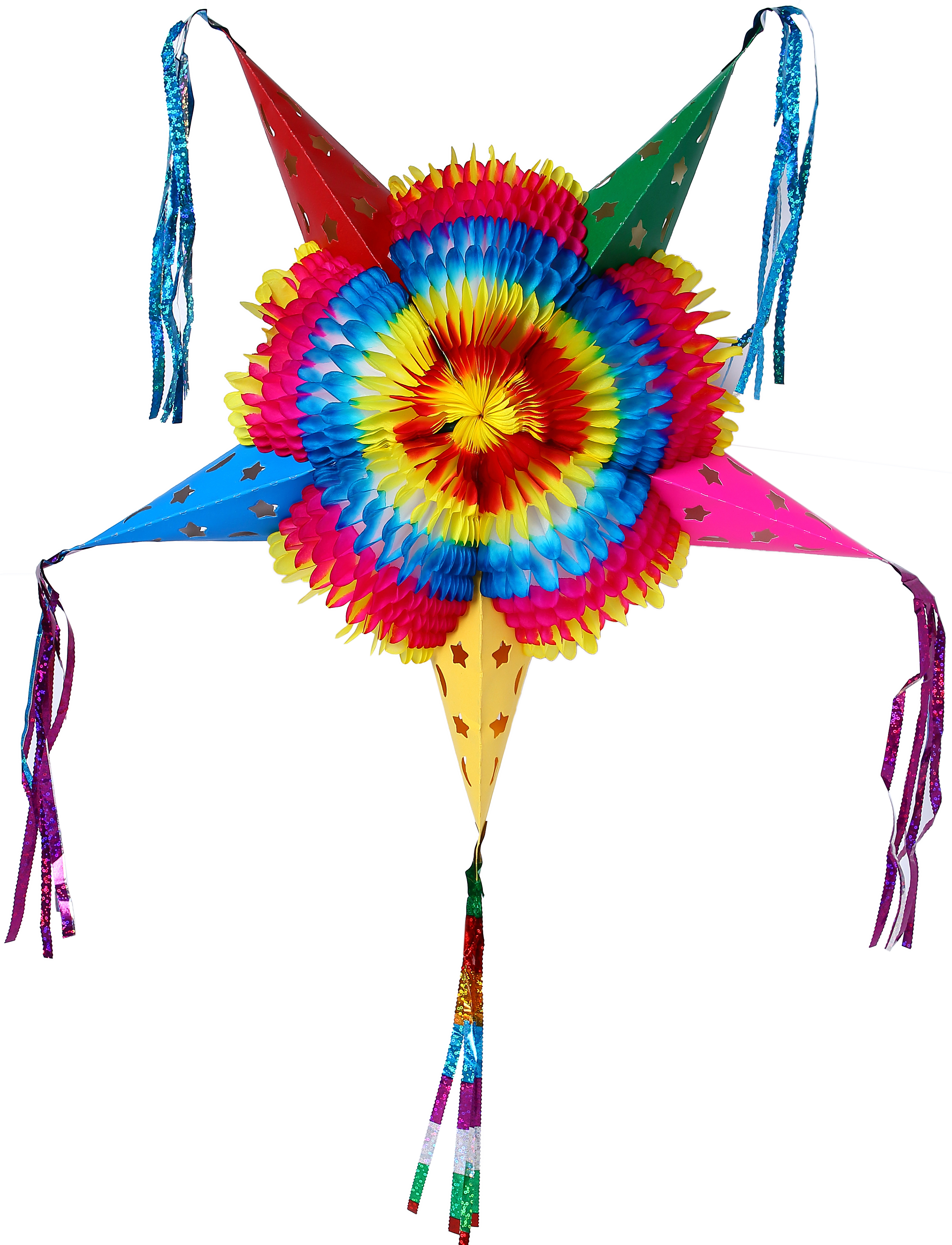 Colorful Star Mexican Piñata Foldable Cardboard Party - Colorful Star Mexican Piñata Foldable Cardboard Party (2900x3793)