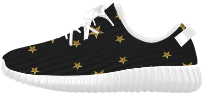Twinkle Twinkle Little Star Gold Stars On Black Grus - Skate Shoe (500x500)