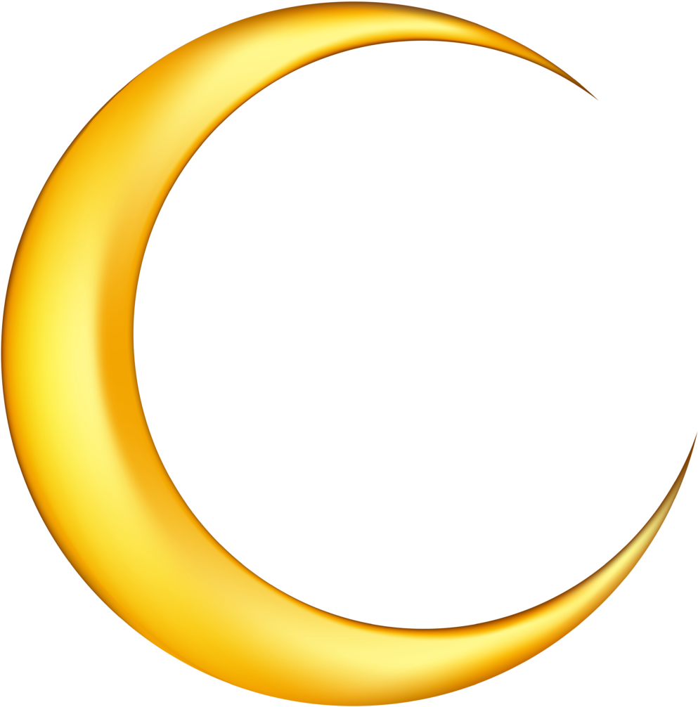 Clipart Sun And Moon - Gold Crescent Moon Png (1005x1024)