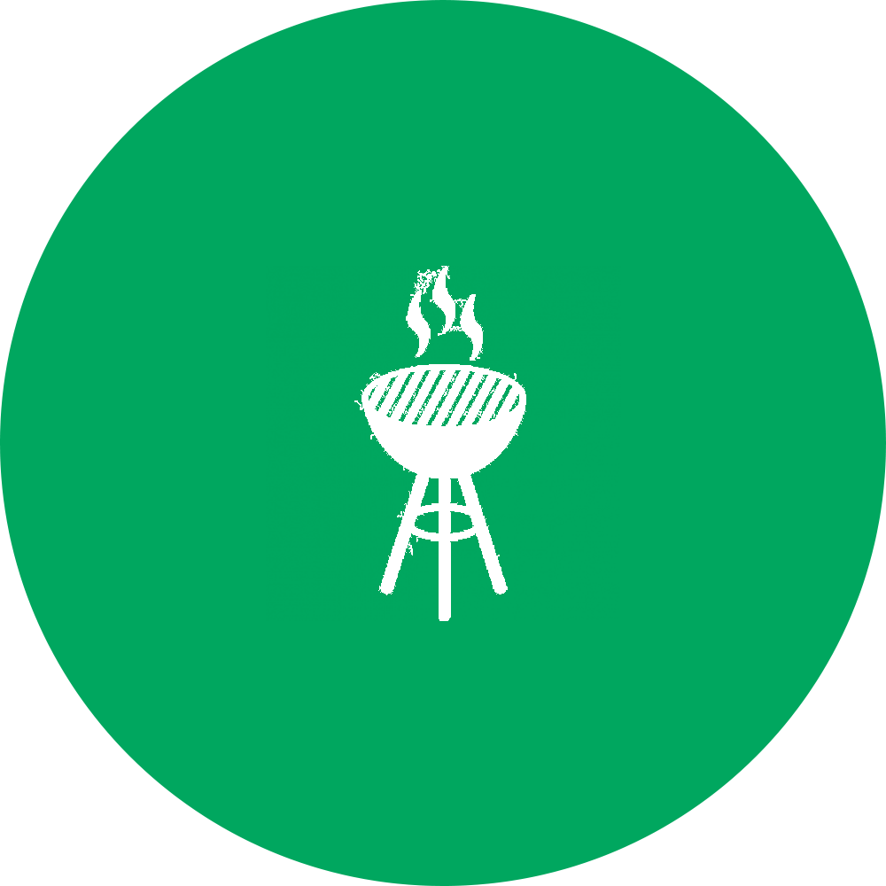 Outline Of Bbq Grill Superimposed On Green Filled-in - Ville De Saint Etienne (1000x1000)