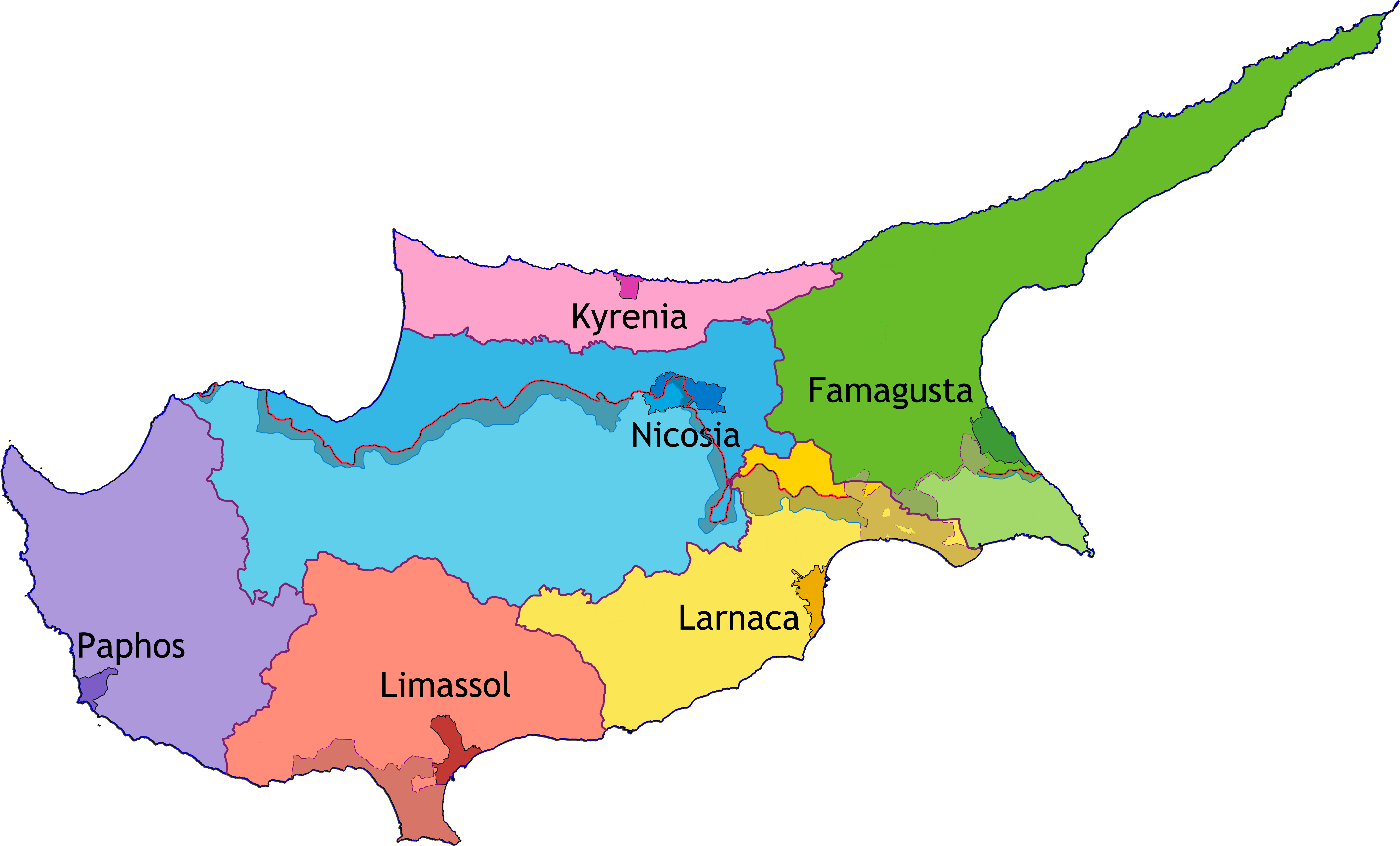 Cyprushomepage Cyprus Administrative Divisions Map - British Sovereign Bases Cyprus (8610x5270)