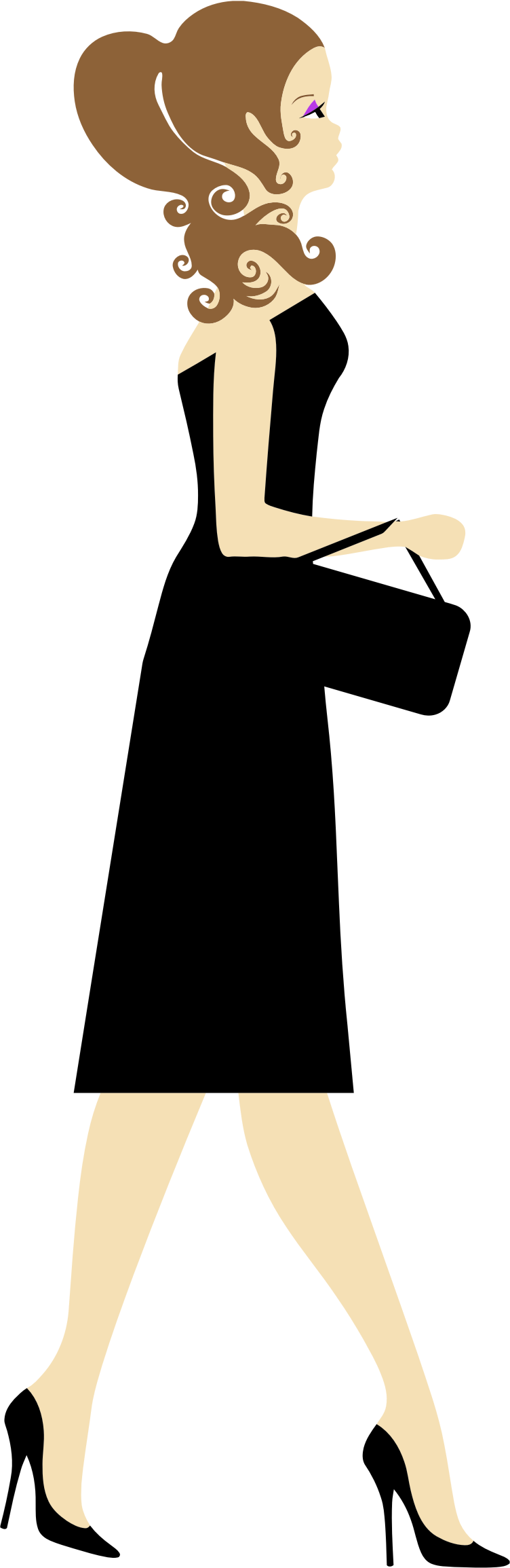 Big Image - Woman In Black Dress Clipart (752x2309)