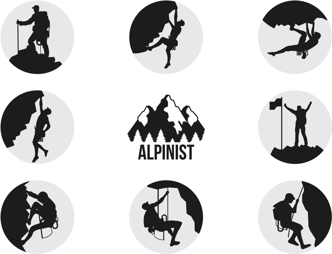 Alpinists Climbers Silhouettes Vector - Alpinists Climbers Silhouettes Vector (1400x980)