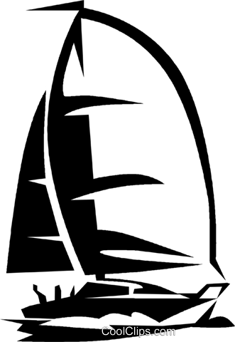 Sailboat Royalty Free Vector Clip Art Illustration - Dinghy Sailing (331x480)