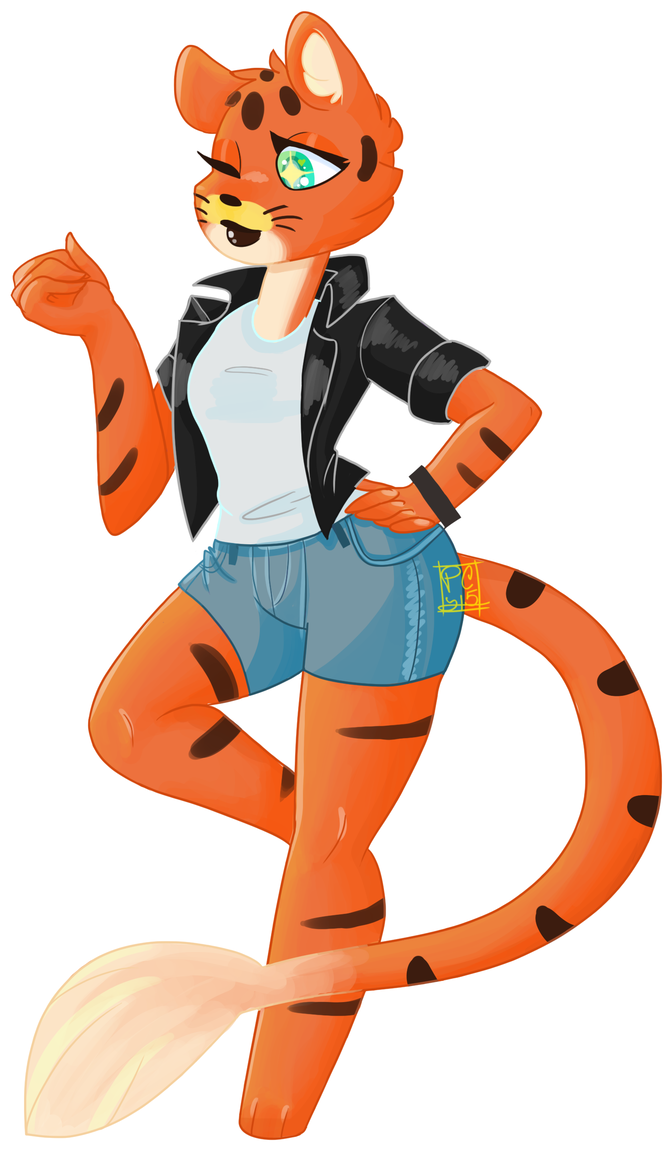 {at} Hot Cat Lady By Ink-pencil - Cartoon (682x1172)