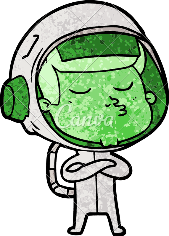 Cartoon Confident Astronaut - Illustration (571x800)