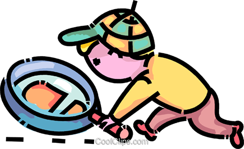 Boy Detective Following Clues Royalty Free Vector Clip - Kinder Lupe Clipart (480x294)