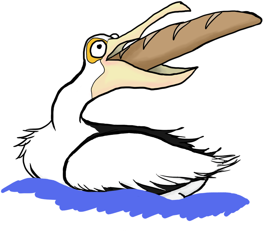 Pelican Choking On A Baguette By Epicturtle65 - Cartoon (956x836)