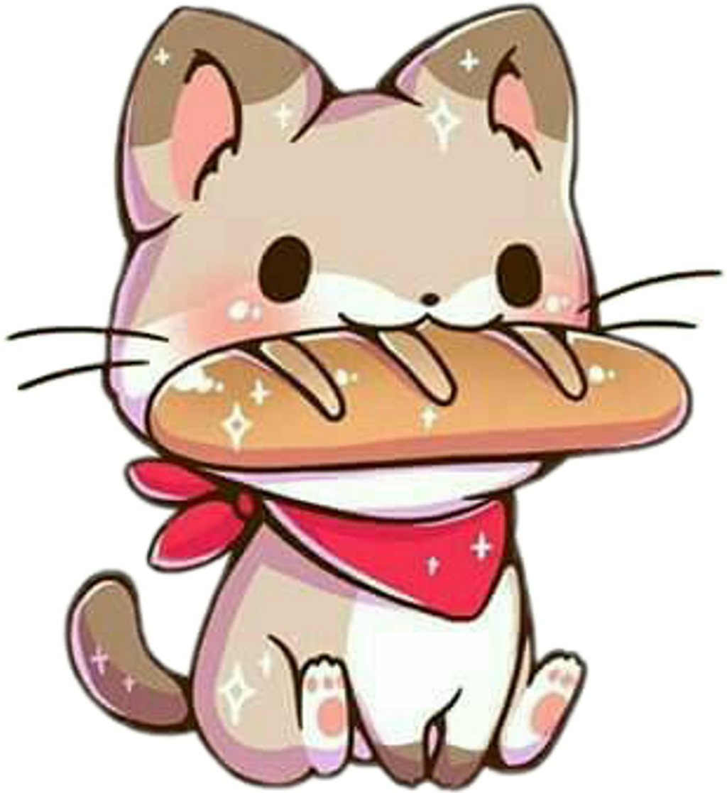 Freetoedit Cute Kawaii Cat French Bread Hat Baguette - Cute Kawaii Cat (1024x1117)