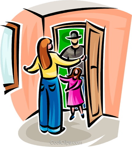 Greeting Family At The Door Royalty Free Vector Clip - Greeting Family At The Door Royalty Free Vector Clip (431x480)