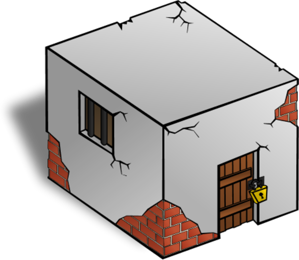 Jailhouse Building With Locked Door And Some Cracks - Jailhouse Clipart (600x521)