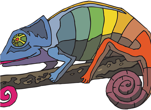 Chameleon Clipart Creative Commons - Rainbow Chameleon (640x480)