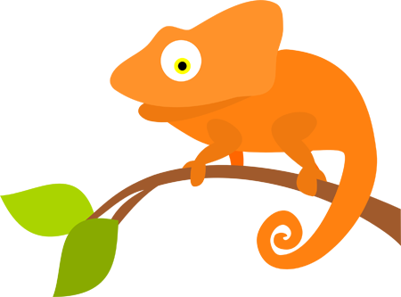 Png Library Download - Chameleon And Branch Cartoon Png (450x333)