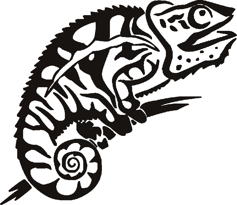 Head Clipart Chameleon - Chameleon Tribal Tattoo (800x691)