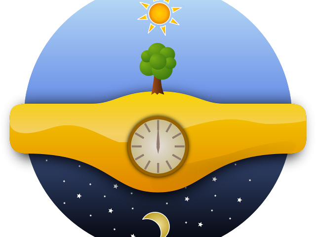 Watch Clipart Afternoon Clock - Day And Night Png (640x480)