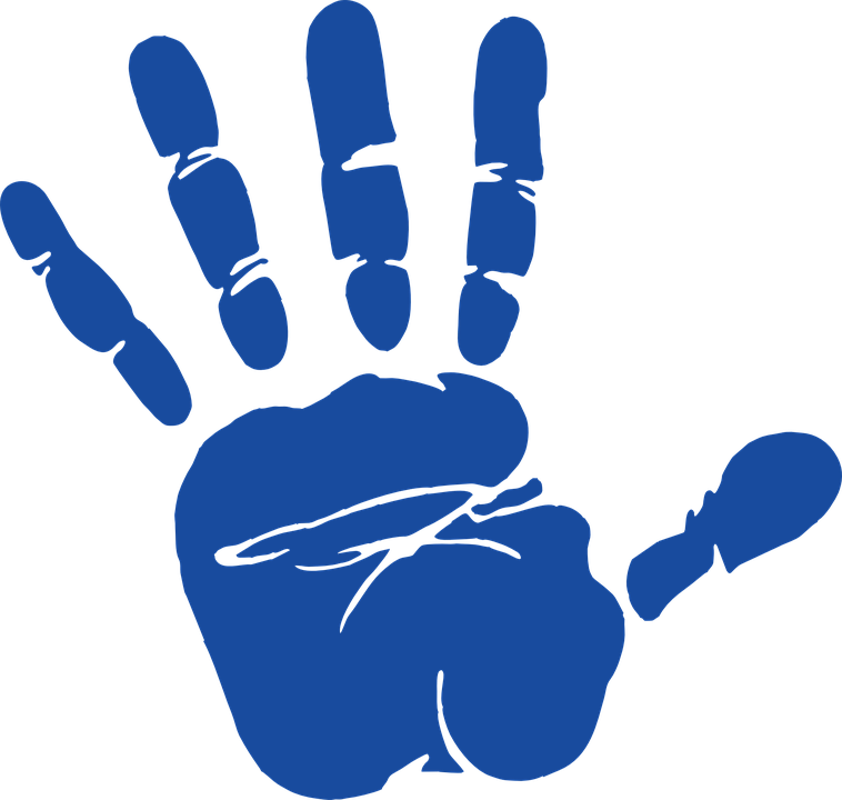Handprint Clipart Female - Hand Blue (758x720)