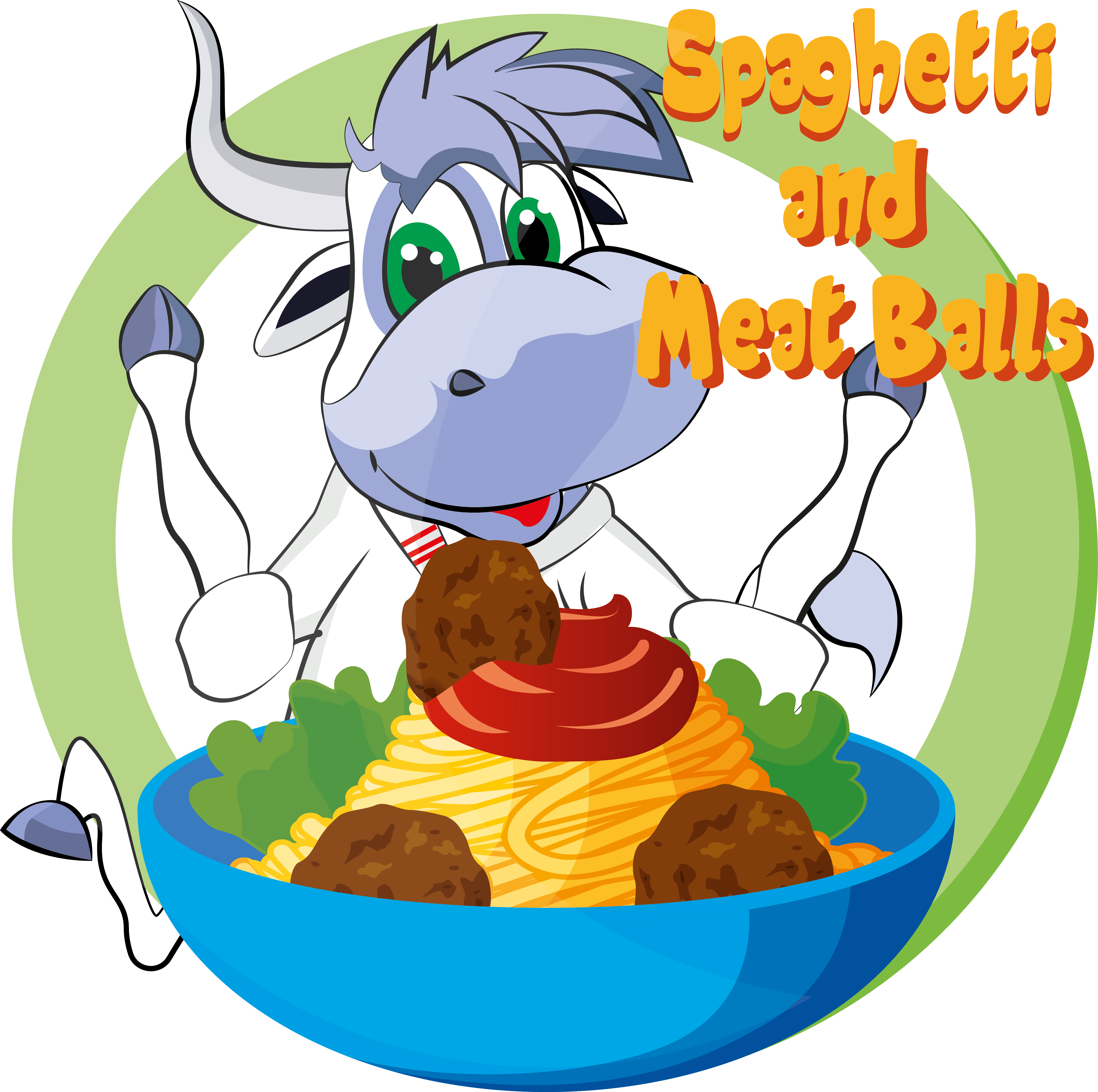 Spaghetti And Meat Balls - Cartoon (4138x4116)