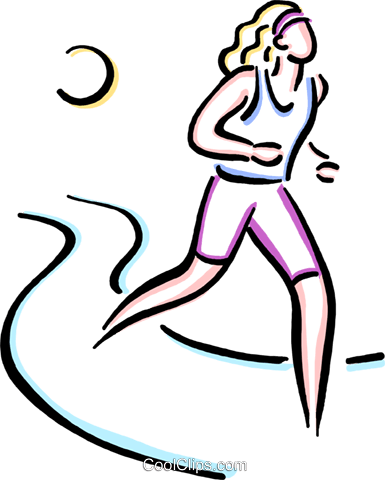 Woman Jogging Royalty Free Vector Clip Art Illustration - Girl Runner (385x480)