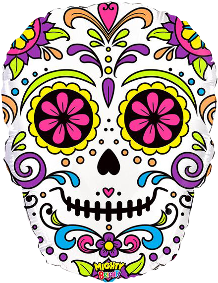 27" Mighty Sugar Skull Balloon All American Balloons - Day Of The Dead Skull Coco (551x620)