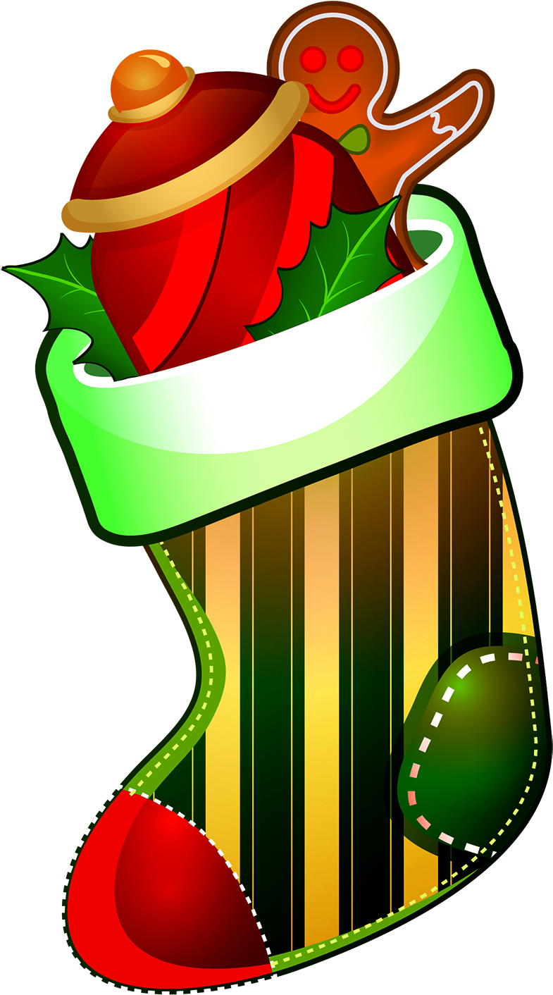 Socks Clipart Santas - Santa Claus Socks Clipart (1300x1875)