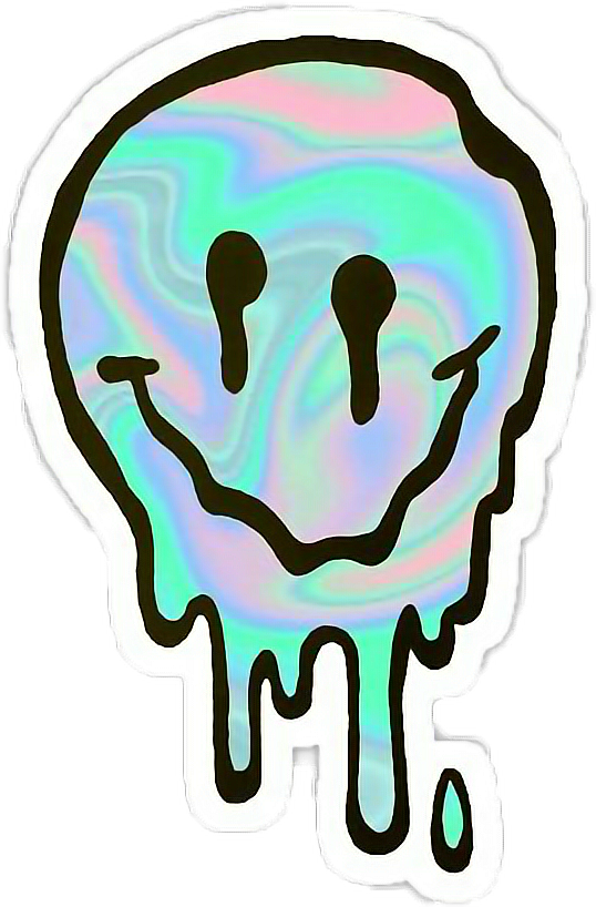 Tumblr Holographic Hologram Face Freetoedit Banner - Melting Smiley Face (538x818)