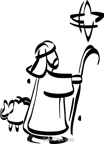 Shepard Following The Star Of Bethlehem Royalty Free - Free Clipart Bethlehem Star (347x480)