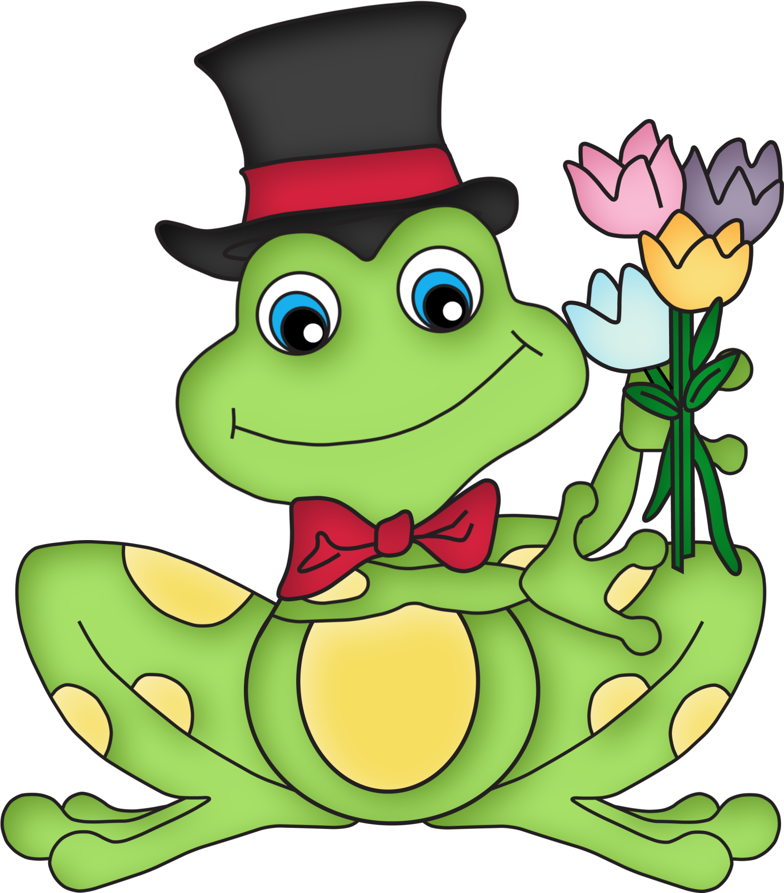 Frog W/a Top Hat & Flowers Frog And Toad, Window Art, - Frog (1700x1938)