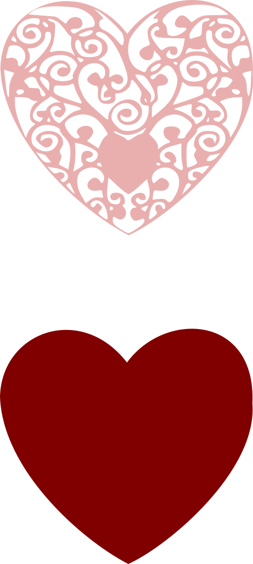 Filigree Heart Clip Art (500x1116)